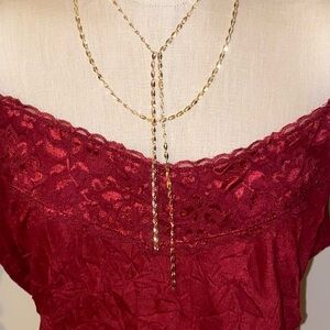 Elegant “Express” Lariat Gold Tone 
Necklace